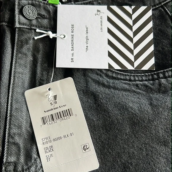 SR vs Sandrine Rose Black Denim Raw Hem Bermuda Shorts - Picture 3 of 7